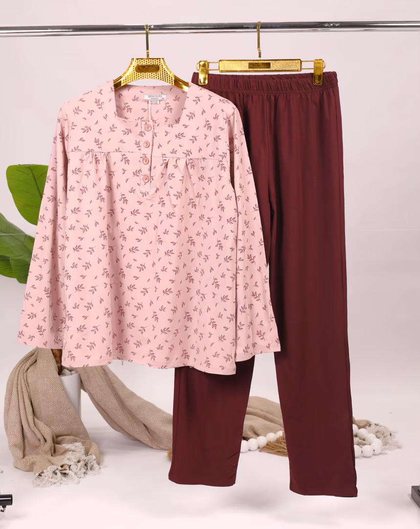 بجامة ستاتي CT-120 - Color زهر مع خمري 