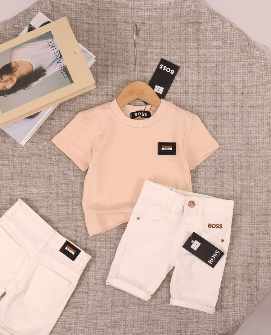 طقم ال boss 03 - Color بيج مع أبيض 