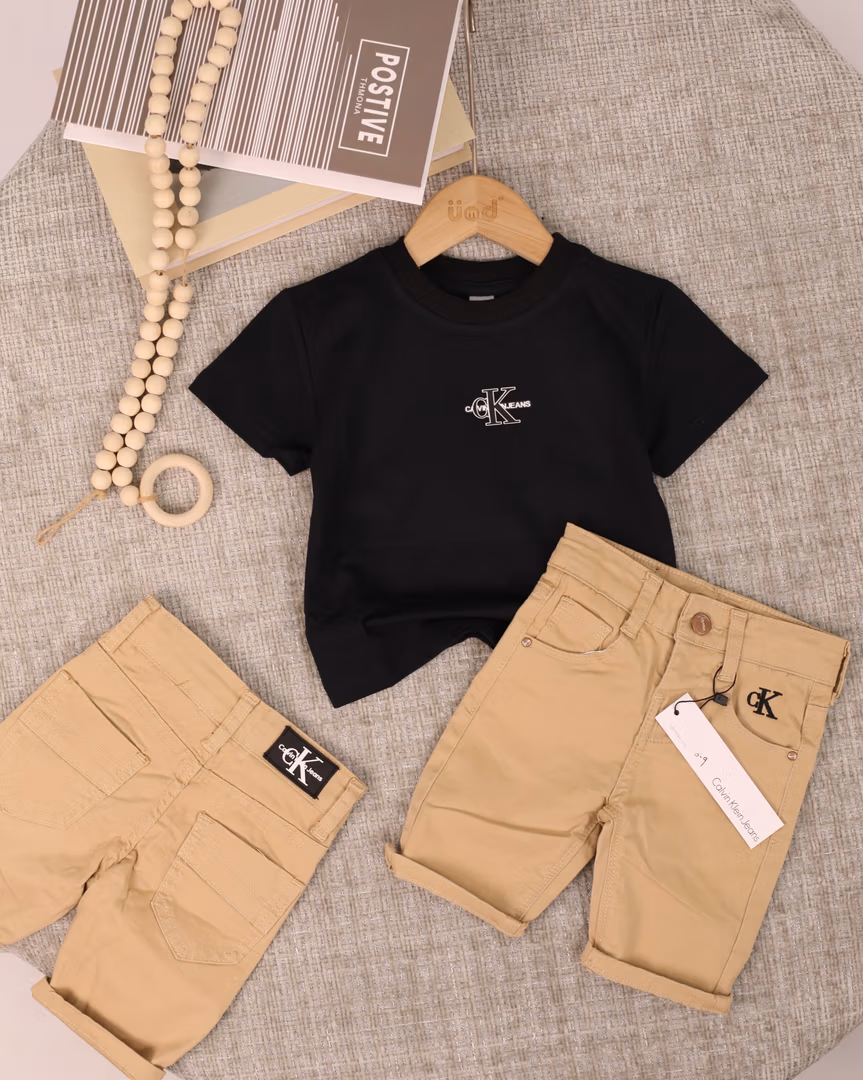 طقم ال ck 02  - Color أسود مع بيج 