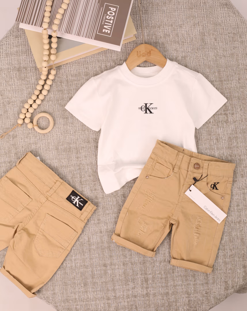 طقم ال ck 02  - Color أبيض مع بيج