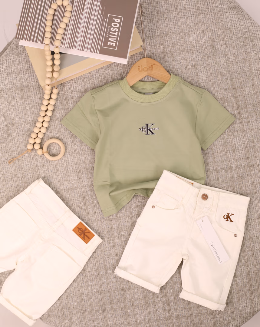 طقم ال ck 02  - Color أخضر مع ابيض 