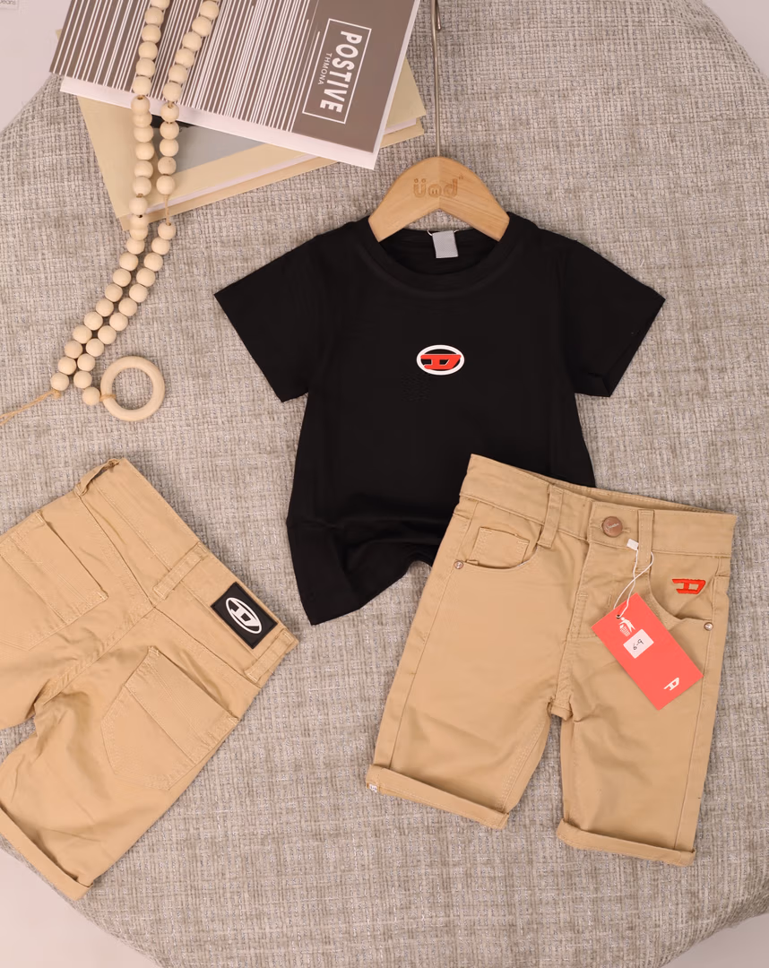 طقم ال Diesel  - Color أسود مع بيج 