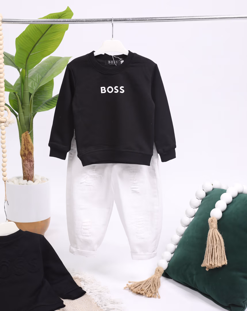 طقم ولادي BOSS  - Color اسود