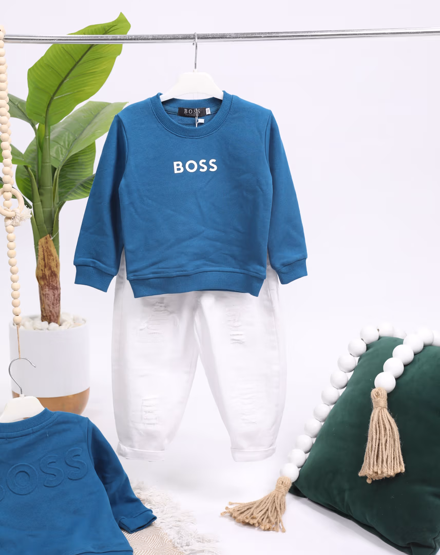 طقم ولادي BOSS  - Color تركواز