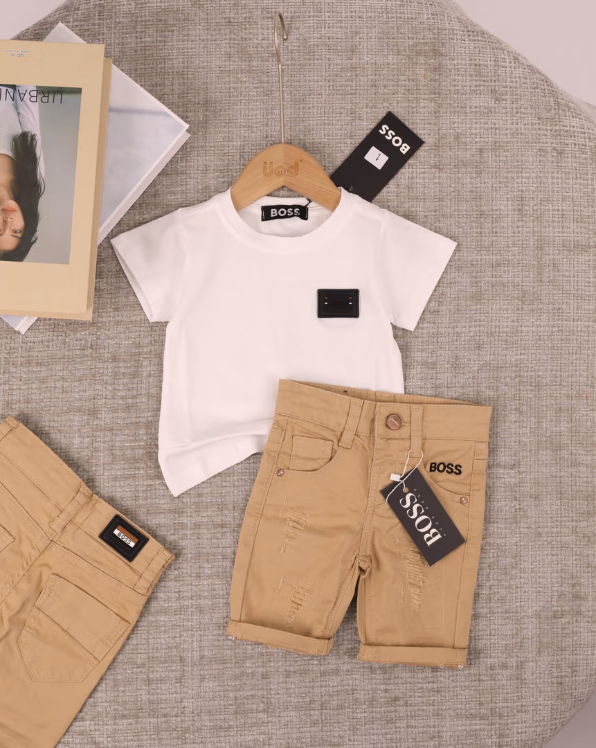  طقم ال BOSS  - Color أبيض مع بيج 
